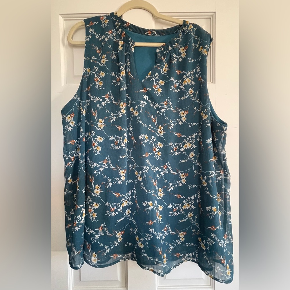 Floral Sleeveless Top - Blue